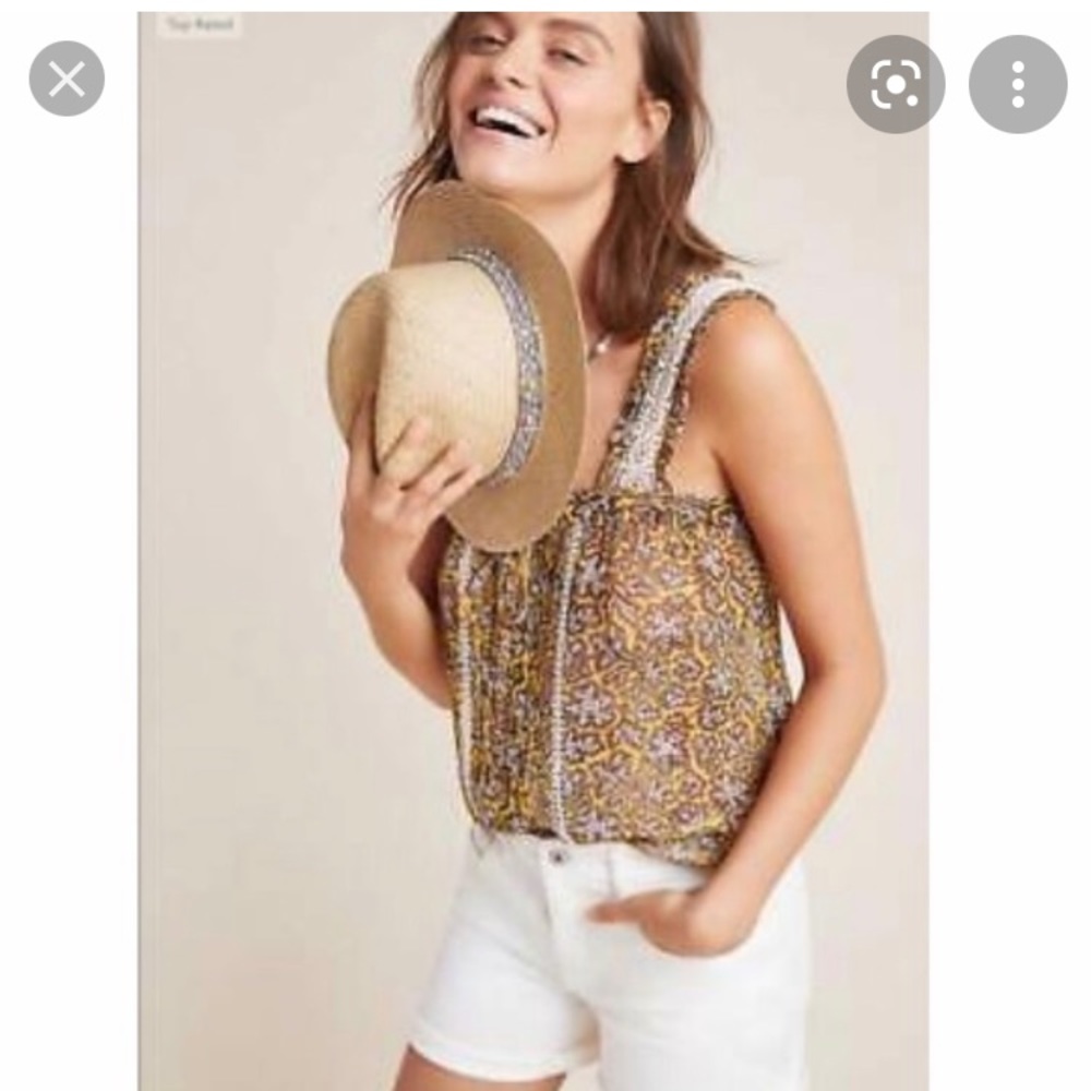 Anthropologie | Chiffon & Lace sleeveless sleeveless Blouse